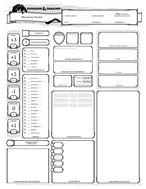 Fichas Rpg De Mesa